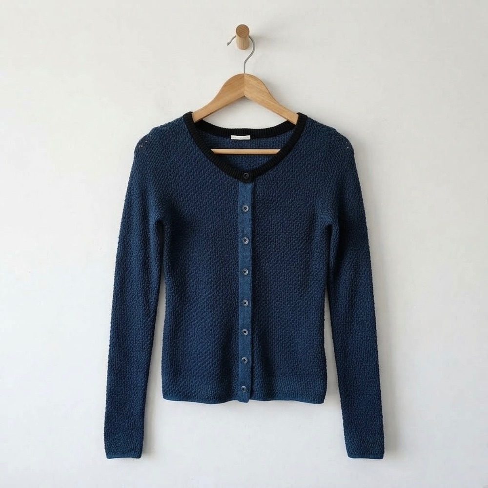 Intimissimi Blue Lurex Shimmer Fairy Grunge Button Up Cardigan M Metallic Y2K